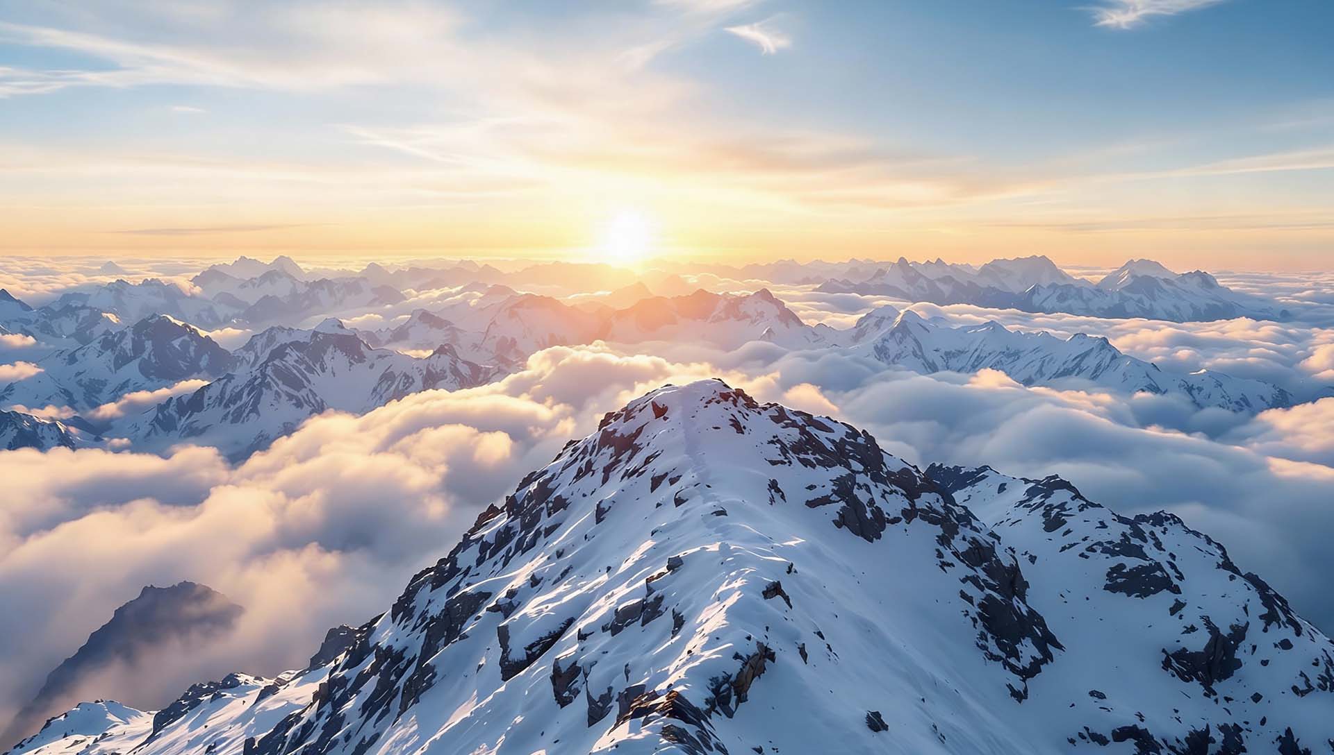 Über den Bergen mit Blick auf Wolken - Verwirklichen